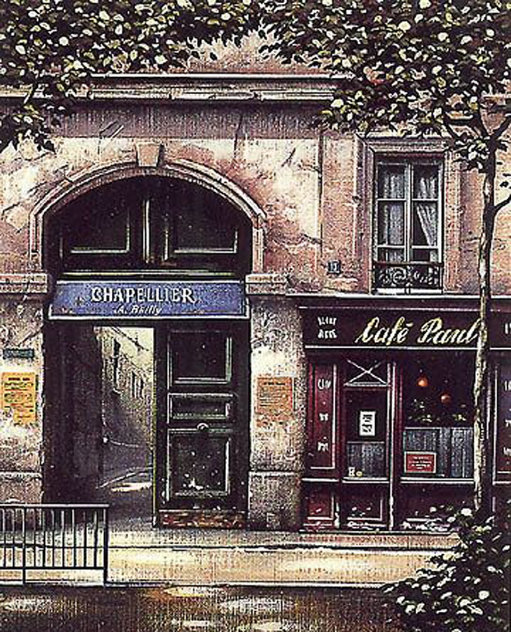 Reminiscences Suite: 3 Framed- La Cour De  Commerce, Cafe Paul,  Le Bateau Lavoir  1996 - Limited Edition Print by Thomas Pradzynski