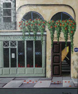 Paris Streetscape 1978 16x13 Original Painting - Thomas Pradzynski Paris Streetscape 1978 16x13 Original Painting - Thomas Pradzynski