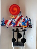 Mobile Skiers 1988 Steel Kinetic Sculpture 40 in Sculpture by Frederick Prescott - 2 Mobile Skiers 1988 Steel Kinetic Sculpture 40 in Sculpture by Frederick Prescott - 2