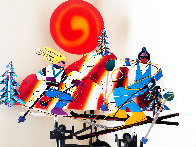 Mobile Skiers 1988 Steel Kinetic Sculpture 40 in Sculpture by Frederick Prescott - 0 Mobile Skiers 1988 Steel Kinetic Sculpture 40 in Sculpture by Frederick Prescott - 0