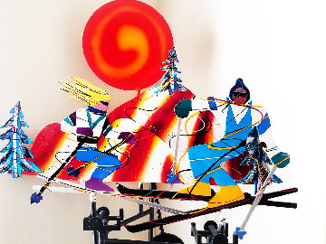 Mobile Skiers 1988 Steel Kinetic Sculpture 40 in Sculpture - Frederick Prescott Mobile Skiers 1988 Steel Kinetic Sculpture 40 in Sculpture - Frederick Prescott