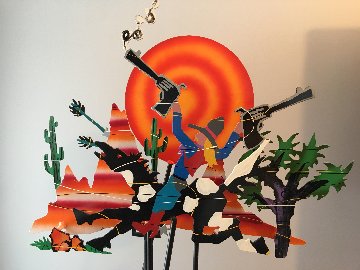 Rootin' Tootin Cowboy Kinetic Sculpture 1990 63x44 Super Huge Sculpture - Frederick Prescott Rootin' Tootin Cowboy Kinetic Sculpture 1990 63x44 Super Huge Sculpture - Frederick Prescott
