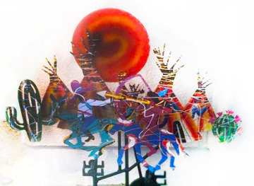 Indian Teepees Kinetic Steel Unique Sculpture 1987 Sculpture - Frederick Prescott Indian Teepees Kinetic Steel Unique Sculpture 1987 Sculpture - Frederick Prescott