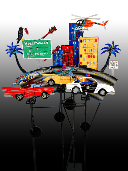 Hollywood Freeway 1989 Unique Kinetic Metal Sculpture by Frederick ...