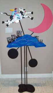 Cow Jumped Over the Moon Kinetic Sculpture 1990 71x33 Super Huge Sculpture - Frederick Prescott Cow Jumped Over the Moon Kinetic Sculpture 1990 71x33 Super Huge Sculpture - Frederick Prescott