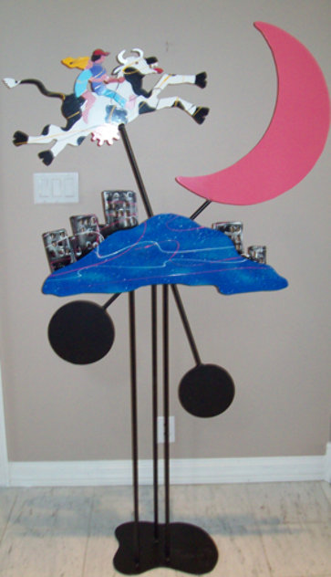 Cow Jumped Over the Moon Kinetic Sculpture 1990 71x33 Huge Sculpture by Frederick Prescott