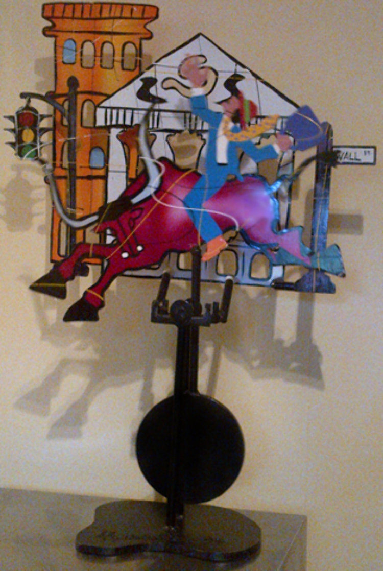 Wall Street Bull Unique Kinetic Sculpture 1993 30 in Sculpture by Frederick Prescott Wall Street Bull Unique Kinetic Sculpture 1993 30 in Sculpture by Frederick Prescott