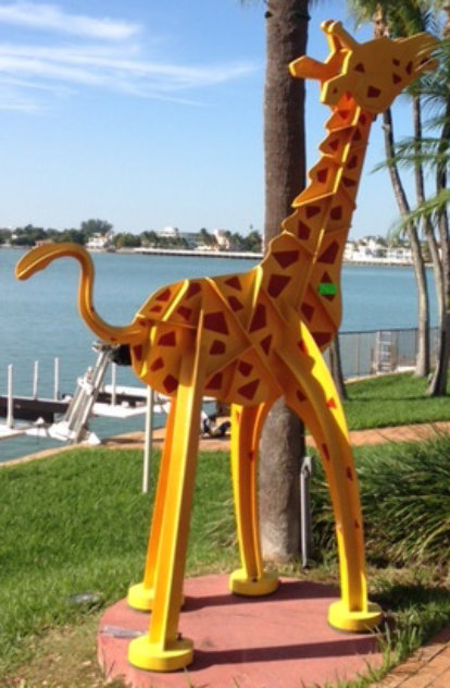 Kinetic Giraffe Medium Size Unique Steel Sculpture 10 feet tall Sculpture by Frederick Prescott