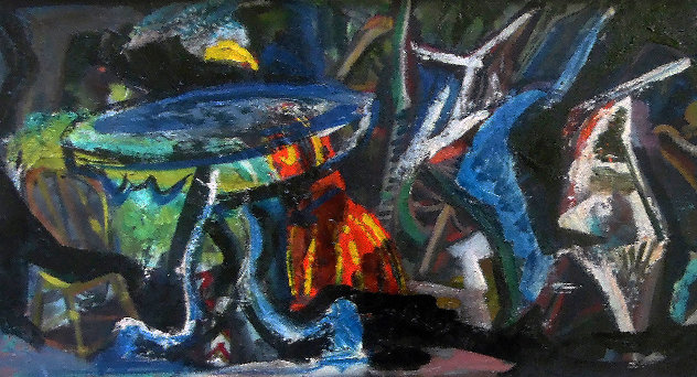 Abstract Composition 1950 21x46 Original Painting by Josef Presser