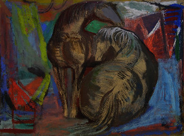 Two Horses 1940 24x30 Original Painting - Josef Presser Two Horses 1940 24x30 Original Painting - Josef Presser