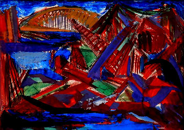 Bridge 1940 20x25 Works on Paper (not prints) - Josef Presser Bridge 1940 20x25 Works on Paper (not prints) - Josef Presser