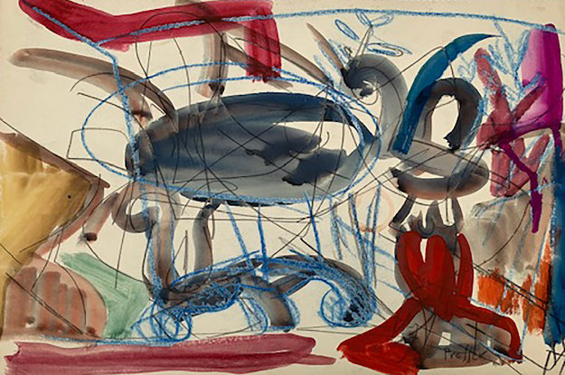 Josef Presser Abstract Composition Watercolor By Josef Presser