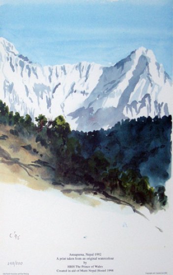 Annapurna Nepal 1992 Limited Edition Print by Prince Charles Annapurna Nepal 1992 Limited Edition Print by Prince Charles
