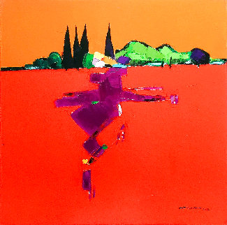 Lavender in Provence 2012 16x16 Original Painting - Adrian  Prisecaru