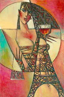 Rouge De La Eiffel 2016 36x24 Original Painting - Andrei Protsouk Rouge De La Eiffel 2016 36x24 Original Painting - Andrei Protsouk