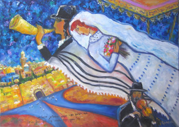 Jerusalem Wedding 10x10 Original Painting - Romaya Puchman Jerusalem Wedding 10x10 Original Painting - Romaya Puchman