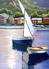 Vela a Portofino 29x20 - Italy Original Painting by Ramon Pujol - 3