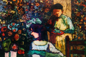 Flower Cart 44x33 Original Painting - Donald Roy Purdy Flower Cart 44x33 Original Painting - Donald Roy Purdy