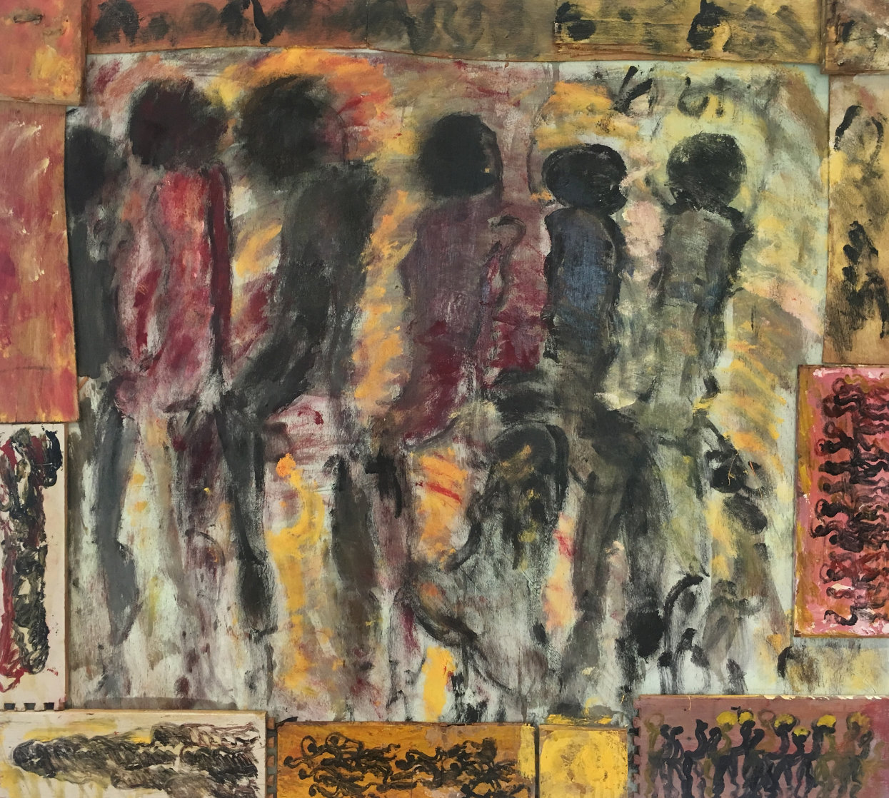 Untitled Painting 1979 44xx48 Super Huge Original Painting by Purvis Young Untitled Painting 1979 44xx48 Super Huge Original Painting by Purvis Young