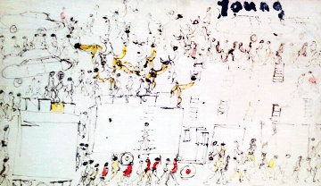Purvis Young 1970 43x27 Original Painting - Purvis Young Purvis Young 1970 43x27 Original Painting - Purvis Young