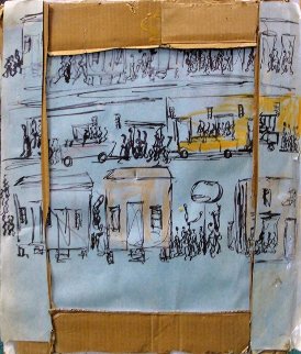 Town 23x23 Original Painting - Purvis Young Town 23x23 Original Painting - Purvis Young