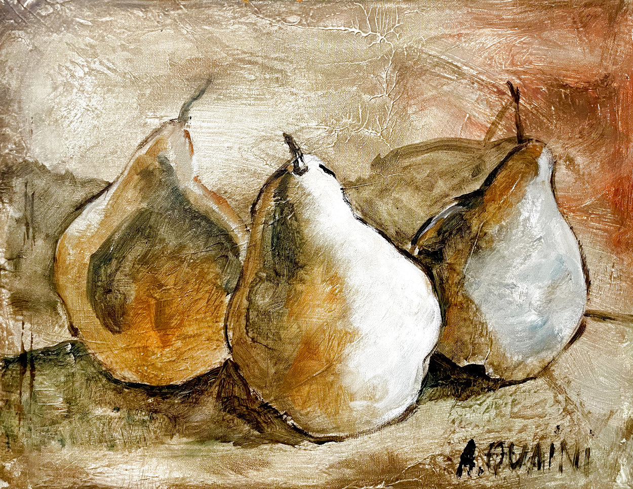 3 Little Pears 1998 16x20  Original Painting by Alicia Quaini