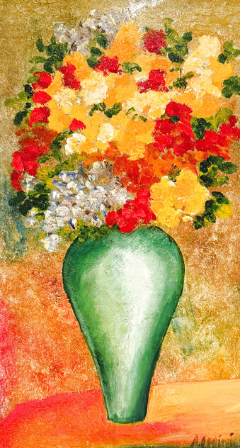 Thick Flowers 2006 59x36 - Framed Acrylic on Canvas - Huge by