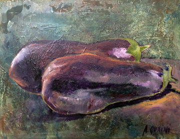 Eggplant 1993 29x34 Original Painting - Alicia Quaini Eggplant 1993 29x34 Original Painting - Alicia Quaini