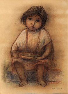 Sad Child 30x22 Original Painting - Fanny Rabel Sad Child 30x22 Original Painting - Fanny Rabel