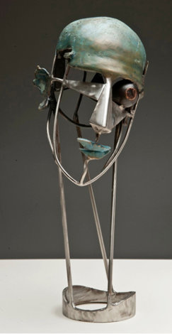 Man's Portrait AP Bronze and Stainless Steel Sculpture  2012 18 in Sculpture - Semion Rabinkov