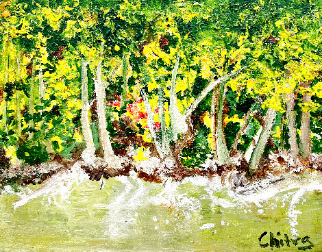 Backyard at Marnay Sur Seine 8x10 - France Original Painting - Chitra Ramanathan