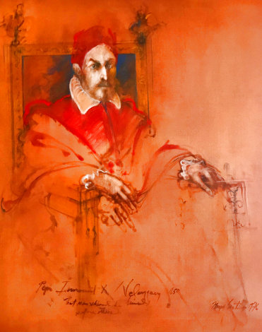 Pope Innocent X,  Velasquez 1976 47x40 Huge Original Painting - Ramon Santiago