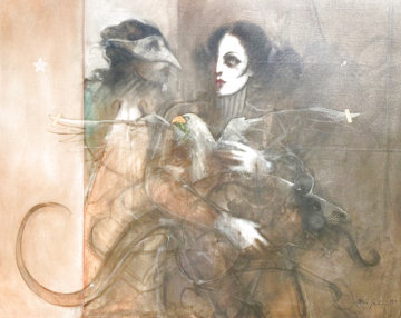Encounter 1979 41x51 Huge Original Painting - Ramon Santiago Encounter 1979 41x51 Huge Original Painting - Ramon Santiago