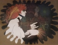 Multiple Figures 1971 33x47 Huge Original Painting by Ramon Santiago - 0 Multiple Figures 1971 33x47 Huge Original Painting by Ramon Santiago - 0