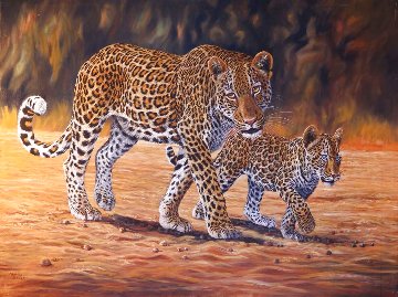 Leopard Family 39x27 Original Painting - Lewis A. Ramsey Leopard Family 39x27 Original Painting - Lewis A. Ramsey