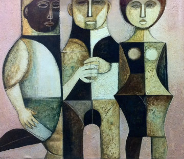 Mysterious Trio 1975 39x45 Original Painting - Lucio Ranucci Mysterious Trio 1975 39x45 Original Painting - Lucio Ranucci