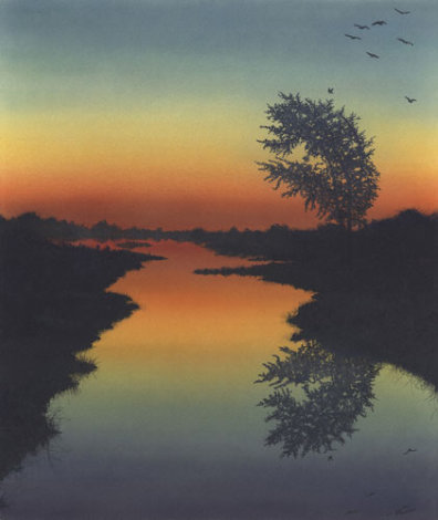 Silent Waters Watercolor 1990 24x20 Watercolor - Peter Rashford