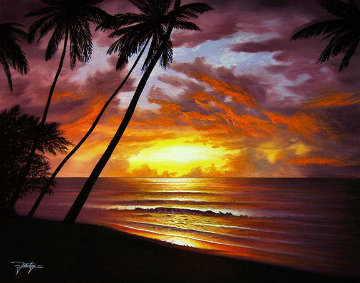 Sea of Paradise 1982 25x29 Original Painting - Jon Rattenbury