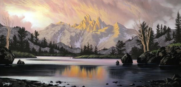 Awaiting Twilight 2014 47x47 Huge Original Painting by Jon Rattenbury