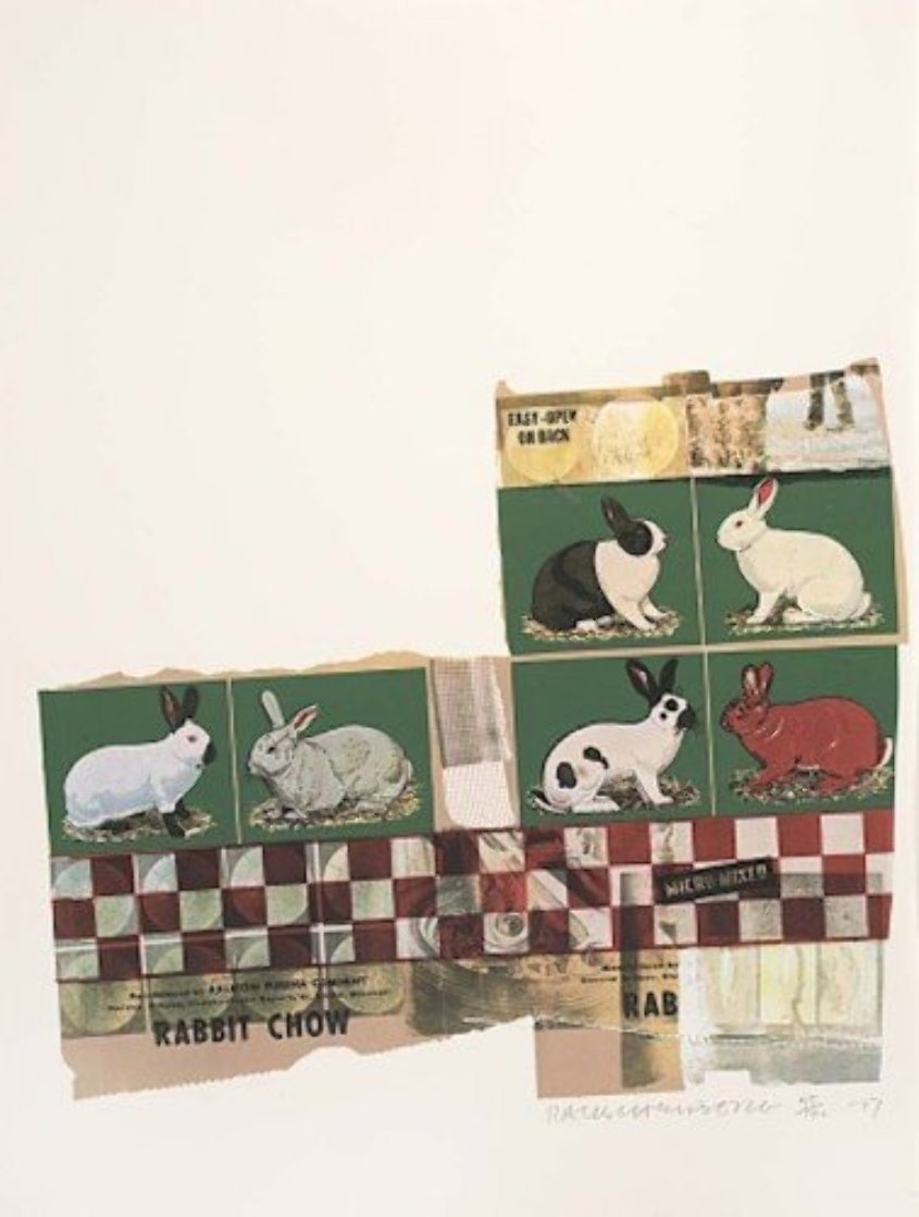 Rabbit Chow, From Chow Bags 1977 48x36 Huge HS Limited Edition Print by Robert Rauschenberg