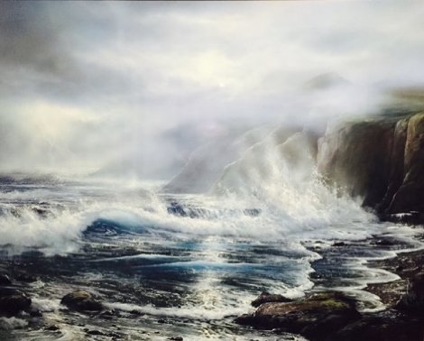 Azure Ocean 1988 32x39 Original Painting - Raymond Page
