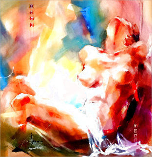 Nude and Abstract 2006 26x26 Original Painting - Anna Razumovskaya Nude and Abstract 2006 26x26 Original Painting - Anna Razumovskaya