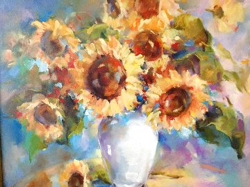 Sunflowers 2006 37x37 Original Painting - Anna Razumovskaya Sunflowers 2006 37x37 Original Painting - Anna Razumovskaya