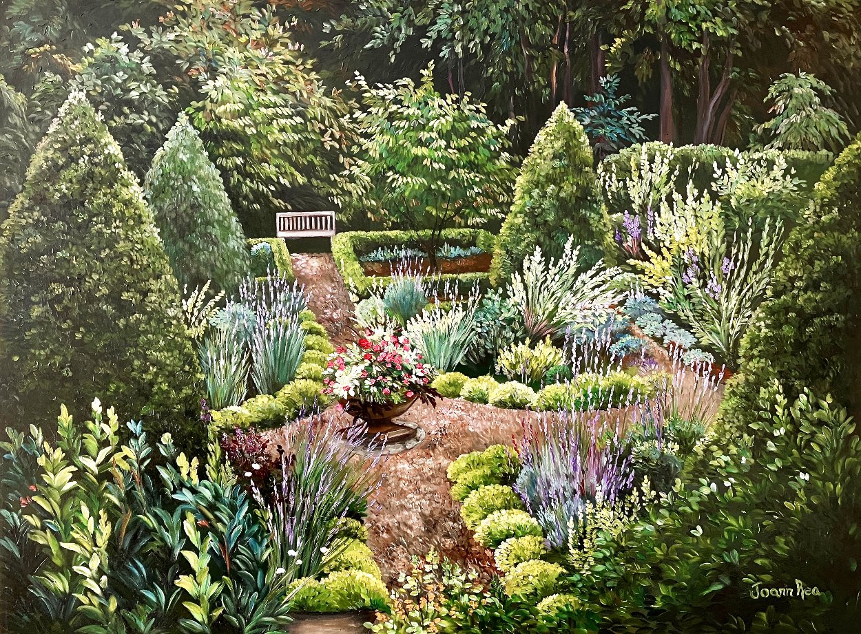 Knot Garden with Urn 18x24 Original Painting by Joann Rea