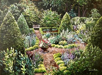 Knot Garden with Urn 18x24 Original Painting - Joann Rea