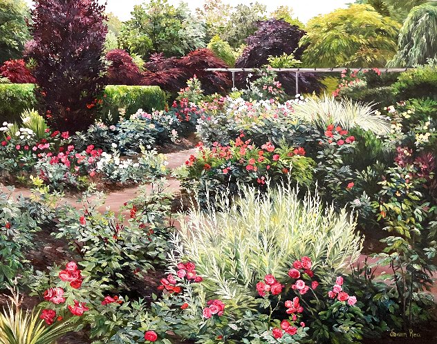 Rose Garden with Trellis 24x30 Original Painting by Joann Rea