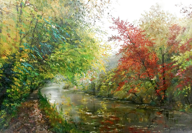 Autumn Walk 1993 22x28 Original Painting by Joann Rea