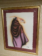 Native American Woman and Eagle Watercolor 1990 32x39 Original Painting by Robert Redbird, Sr. - 4 Native American Woman and Eagle Watercolor 1990 32x39 Original Painting by Robert Redbird, Sr. - 4