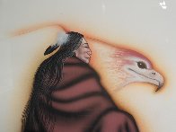 Native American Woman and Eagle Watercolor 1990 32x39 Original Painting by Robert Redbird, Sr. - 1 Native American Woman and Eagle Watercolor 1990 32x39 Original Painting by Robert Redbird, Sr. - 1