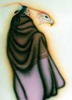 Native American Woman and Eagle Watercolor 1990 32x39 Original Painting by Robert Redbird, Sr. - 0 Native American Woman and Eagle Watercolor 1990 32x39 Original Painting by Robert Redbird, Sr. - 0
